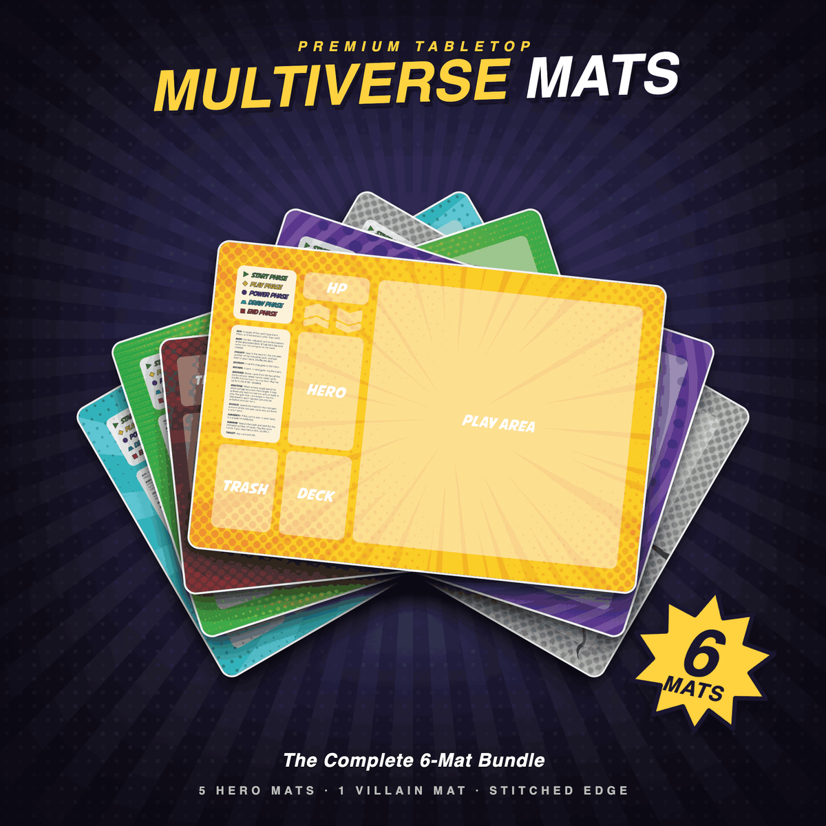 The Multiverse Collection — Complete 6-Mat Battle Set, Compatible with Sentinels of the Multiverse Definitive Edition | Free Shipping